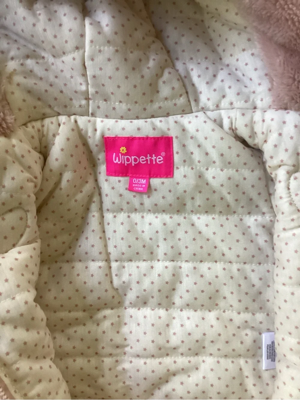 Wippette Plush Bear Hooded Footie in Light pink, size 0/3 months